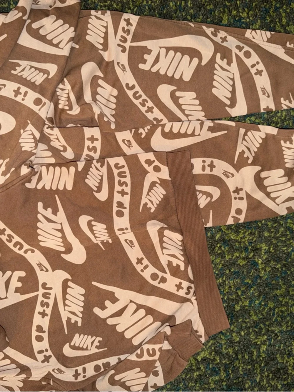 Nike Brown and Beige Allover Logo Hoodie - Picture 3 of 4